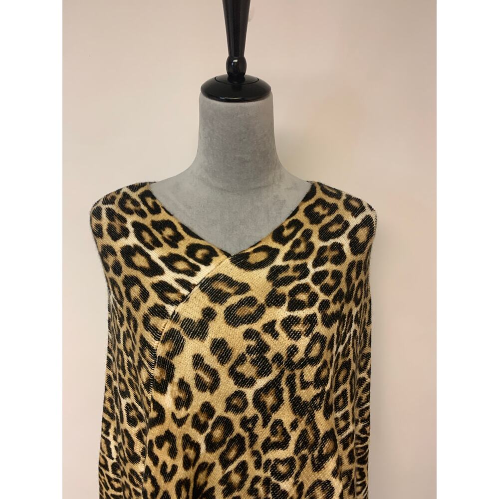 Chico's Poncho Fringe Animal Print Brown & Tan Womens SZ L/XL NWT - Picture 2 of 9